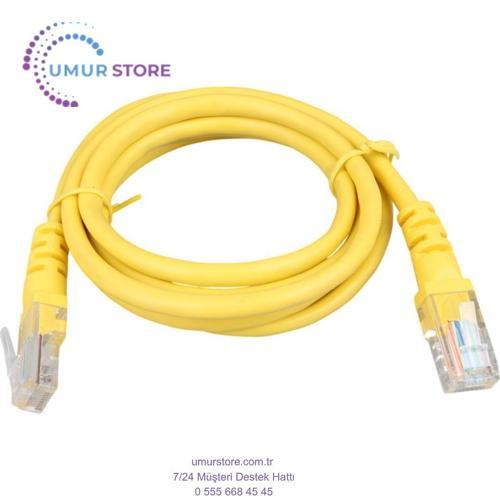 1.5 Metre Sarı 24 Awg Cat5 Ethernet Kablosu 150 cm Jack Soketleri Takılı Hazır Internet Kablosu