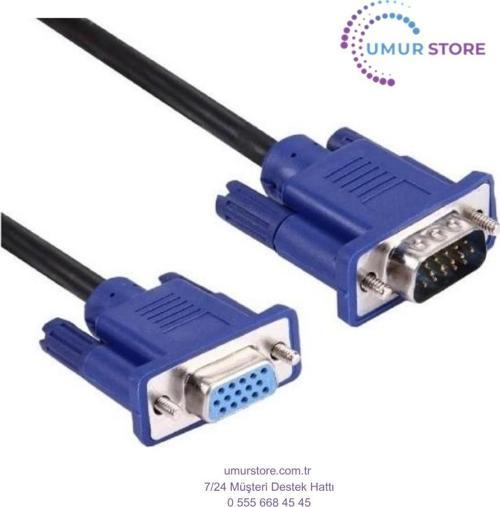 1.5m VGA To VGA Monitör Ekran Uzatma Ekleme Kablosu 15 Pin Dişi Erkek