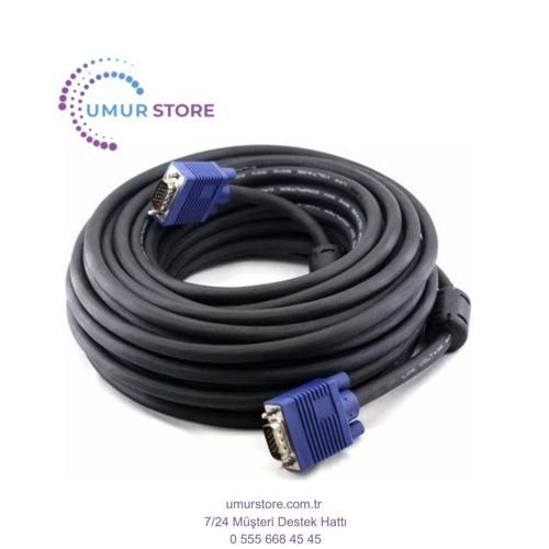 15 Metre 15MT Çift Filtreli 15 Pın VGA Kablosu Güçlü Soket Yapısı Erkek Erkek VGA