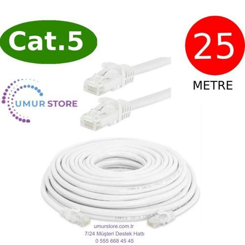 Cat5 Network Ethernet Internet Kablosu RJ45 - RJ45 25 Metre Patch Kablo Uyumlu