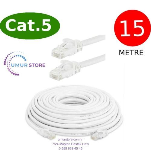 Cat5 Network Internet Ethernet Bilgisayar Kablosu RJ45 - RJ45 15 Metre Patch Kablo