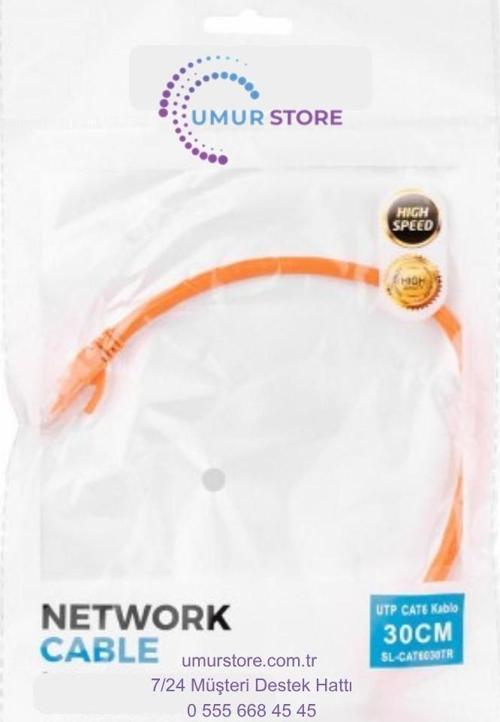 Cat6 Patch 30CM Kablo (Turuncu)