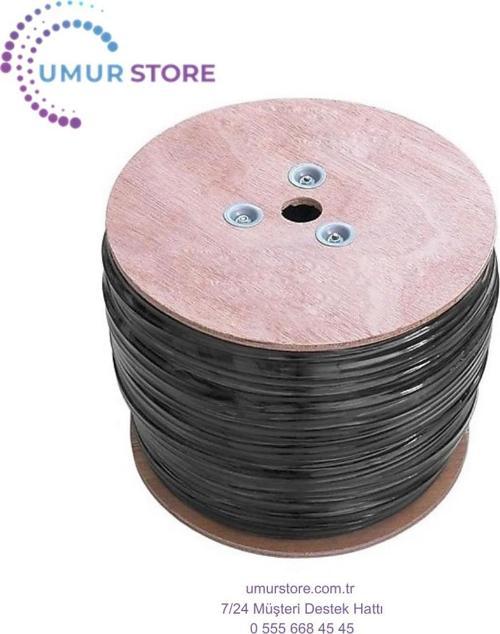 Cat6 Utp 305 Metre 23 Awg 0.56 mm Network Kablosu Outdoor Double Jack Gri+Siyah