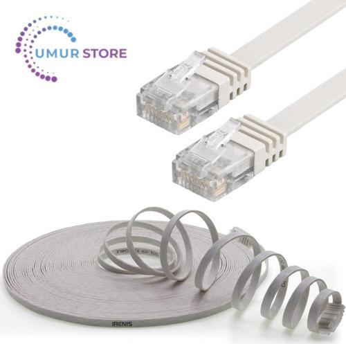 CAT6 Yassı Ethernet (Network, LAN) Kablosu, Beyaz, 50 cm