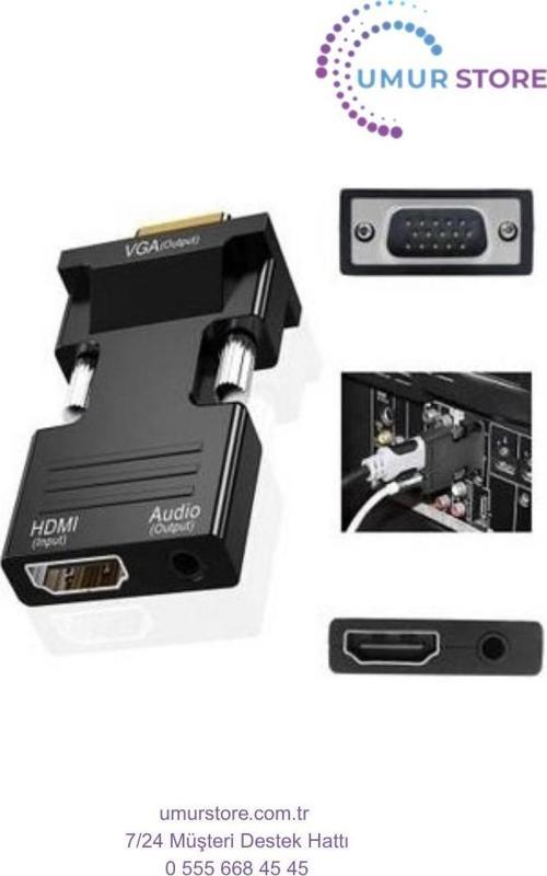 HDMI VGA Çevirivi Dişi HDMI Erkek VGA Çevirici