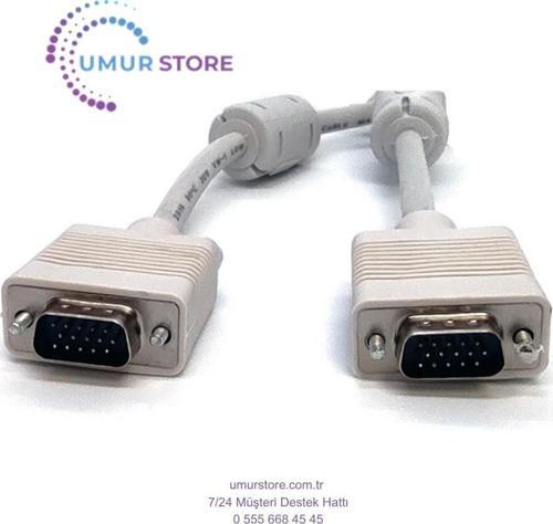VGA Monitör Kablosu, DSUB 15 erkek DSUB 15 erkek, 3 metre, 3Coax/7C, AWG28, 2x ferrite filtreli, siy
