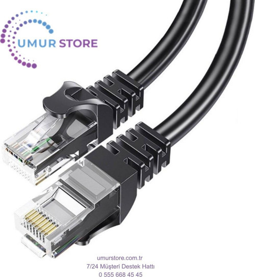 Yüksek Hızlı Fabrikasyon Cat6 Ethernet Internet Lan Ağ Network Patch Kablo Siyah - 50CM