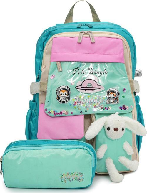 Peluş Tavşanlı Kız Çocuk İlkokul Çanta Seti