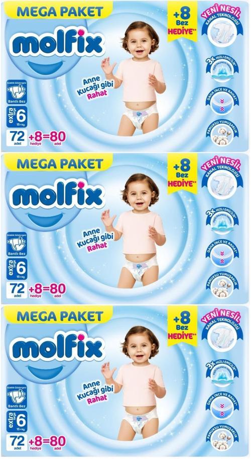 Bebek Bezi Beden:6 (15+KG) Extra Large 240 Adet Mega Aylık Fırsat Pk