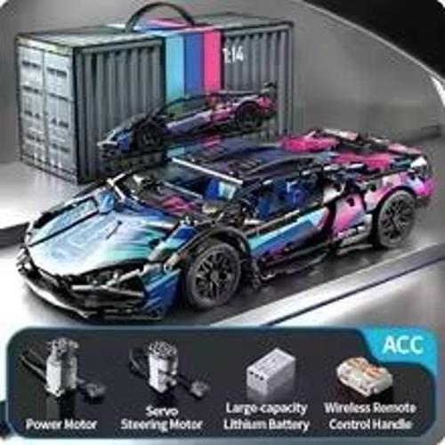 Çift Motorlu ve Kumandalı 1280 parça Cyberpunk Mor Cool 1:14 Ölçekli Spor Araba Yapı Blokları Seti 3