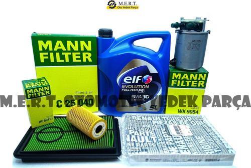Renault Kadjar 1.6 Dci Yağ Bakım Filtre Seti 2015-2018 Mann + Elf