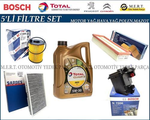 Peugeot 308 1.6 Hdi Filtre Bakım Seti + Motor Yağı (2007-2010)