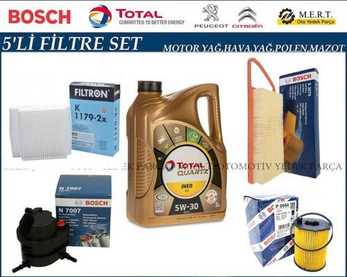 Peugeot 207 1.4 HDI Filtre Bakım Seti +Motor Yağı 2006-2010
