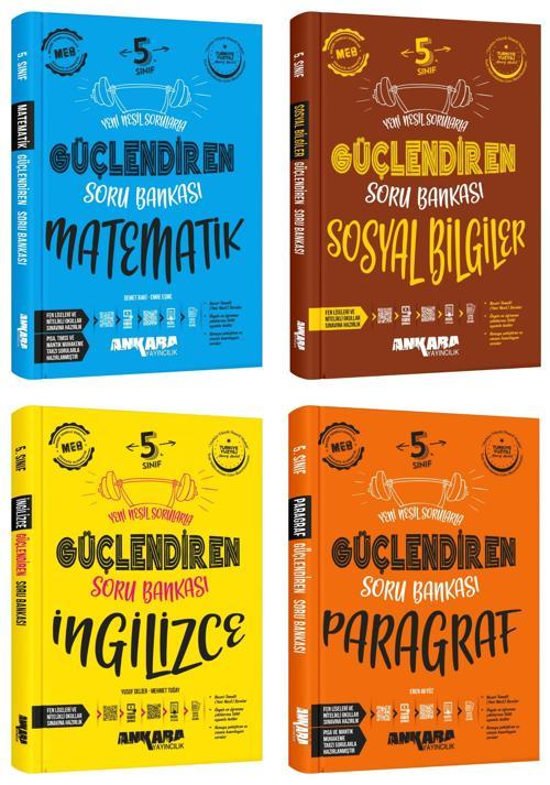 Ankara 2025 5. Sınıf Matematik + Sosyal + İngilizce + Paragraf Güçlendiren Soru Seti 4 Kitap Güncel Müfredat