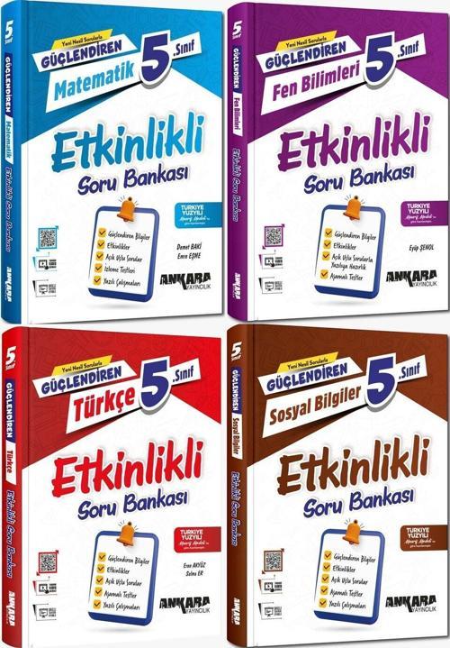 Ankara 2025 5. Sınıf Matematik + Türkçe + Fen + Sosyal Güçlendiren Etkinlikli Soru Seti 4 Kitap Güncel Müfredat