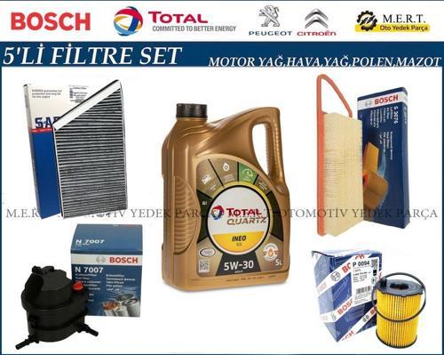 Peugeot 206 1.4 HDI Filtre Bakım Seti + Motor Yağı (2003-2009)
