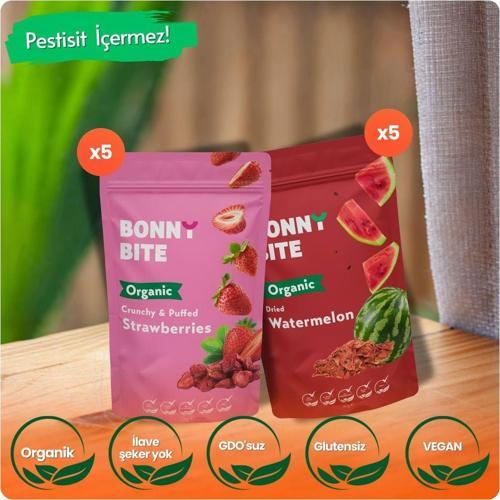 Organik Çıtır Çilek & Kurutulmuş Karpuz 10'Lu Paketi