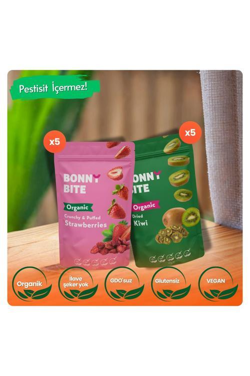 Organik Çıtır Çilek & Kurutulmuş Kivi 10'Lu Paketi