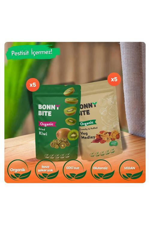 Organik Kurutulmuş Kivi & Çıtır Sebze (Kapya Biber, Cherry Domates, Soğan) 10'Lu Paket