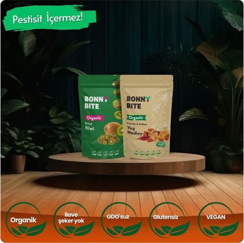 Organik Kurutulmuş Kivi & Çıtır Sebze (Kapya Biber, Cherry Domates, Soğan) İkili Paketi