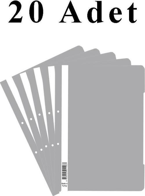 20 Adet A4 Gri Telli Dosya 1 Paket Ekonomik Kaliteli Telli Dosya Ofis Büro Okul