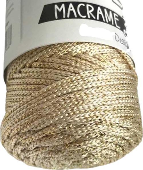Makrome İpi 3mm Polyester Krem Simli