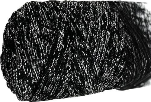 Makrome İpi 3mm Polyester Siyah Gümüş  Simli