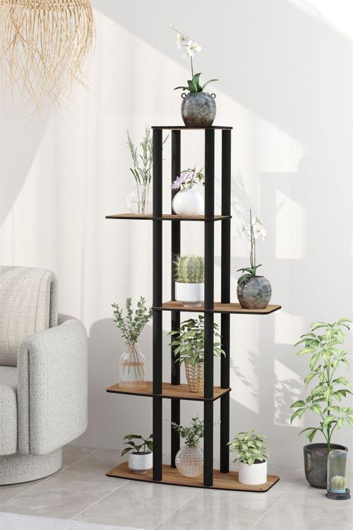 Gardenya Çok Katlı Çiçeklik Saksılık Ceviz