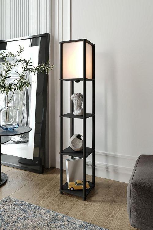 Sakura Raflı Lambader Siyah, 1. Sınıf MDF ve PVC Başlık