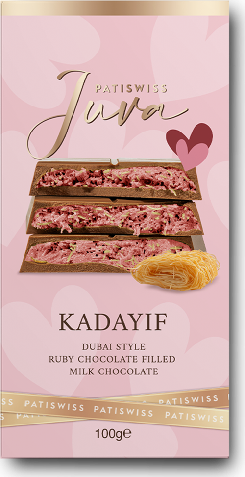 Özel Tasarım Juva Ruby Çikolata ve Kadayıflı Dubai Çikolatası, 100G