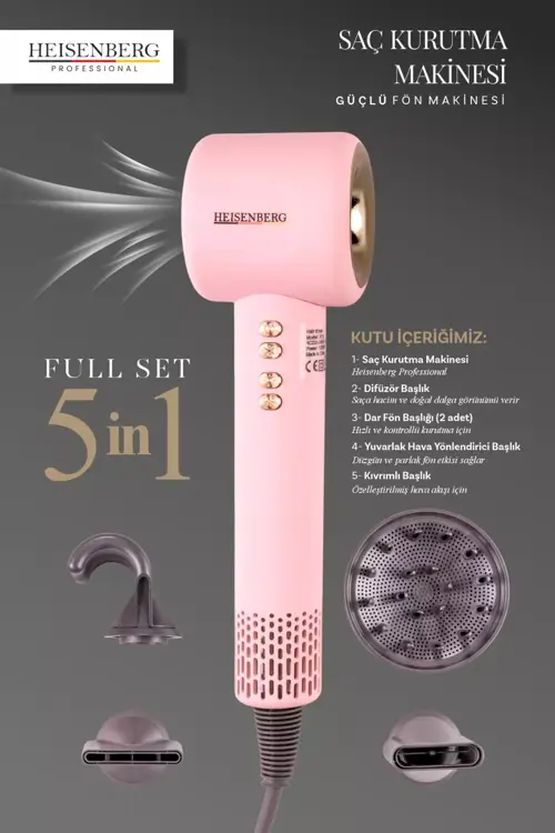  Profesyonel Saç Kurutma Güçlü Fön Makinesi Full Set 5 in 1