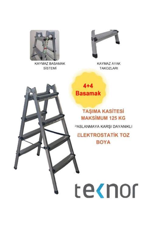 Çift Taraflı Dayanıklı 4+4 Metal Basamaklı Merdiven