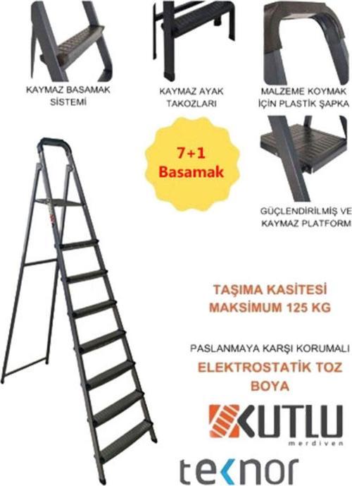 Kutlu Dayanıklı 7+1 Metal Basamaklı Merdiven
