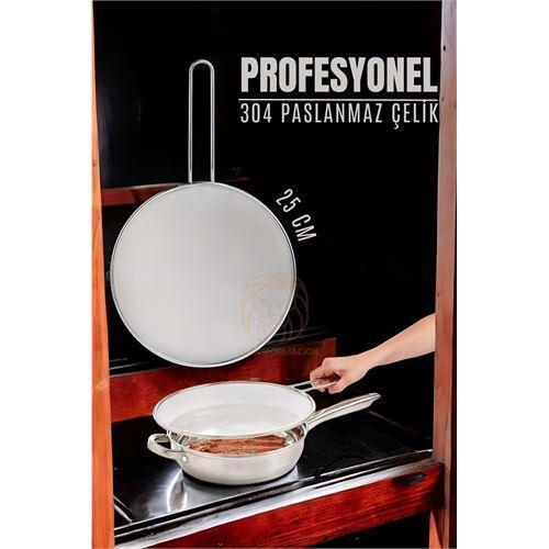  Kızartma Yağ Sıçratmaz 25 CM 304 Paslanmaz Çelik Mink Design