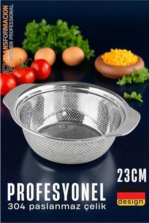 Modacar Alman Tip Kevgir - 304 Paslanmaz Çelik Profesyonel Süzgeç 23 Cm
