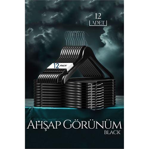  Siyah Ahşap Görünüm 12 li Askı Seti Schönbuch Design