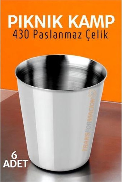 Paslanmaz Çelik Bardak Seti Kamp Piknik Bardağı 6 adet