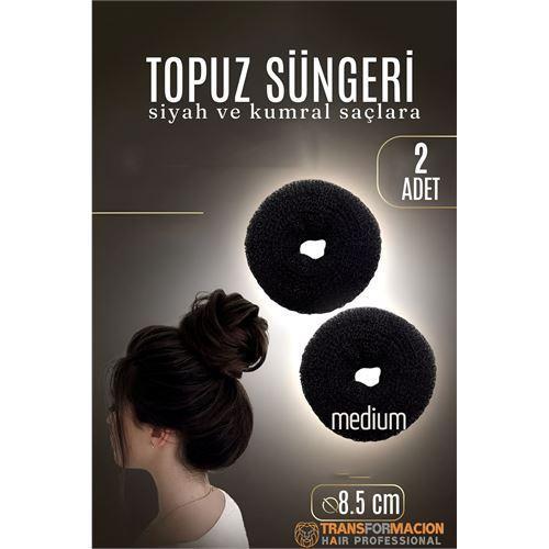 Modacar SİYAH Mini Saç Topuz Süngeri  2 ADET 8.5 CM Çap 3.5 cm Kalınlık