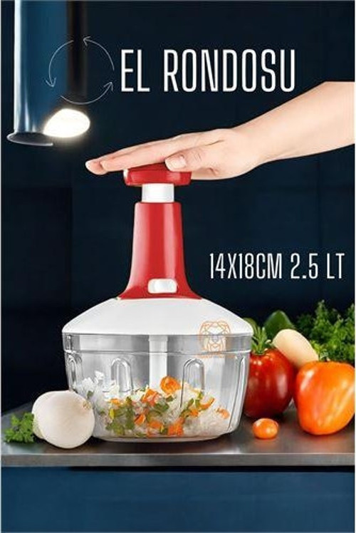 Pratik El Rondosu Üstten Basmalı 5 Bıçaklı 2.5 LİTRE 14X18CM