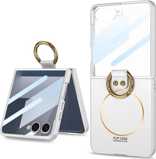 Galaxy Z Flip 7 Kılıf M-safe Şarj Özellikli Kıpta Yüzüklü Flip Sert Kılıf Gümüş
