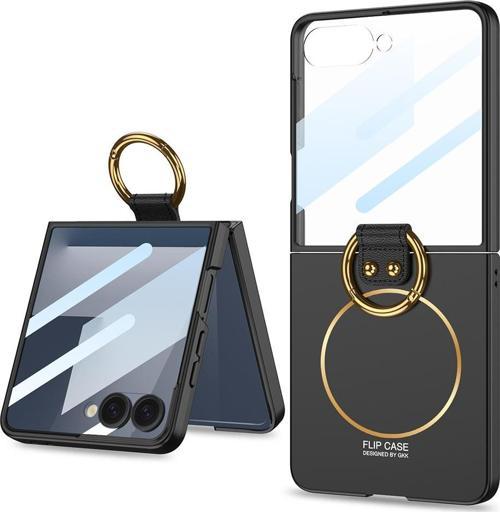 Galaxy Z Flip 7 Kılıf M-safe Şarj Özellikli Kıpta Yüzüklü Flip Sert Kılıf Siyah