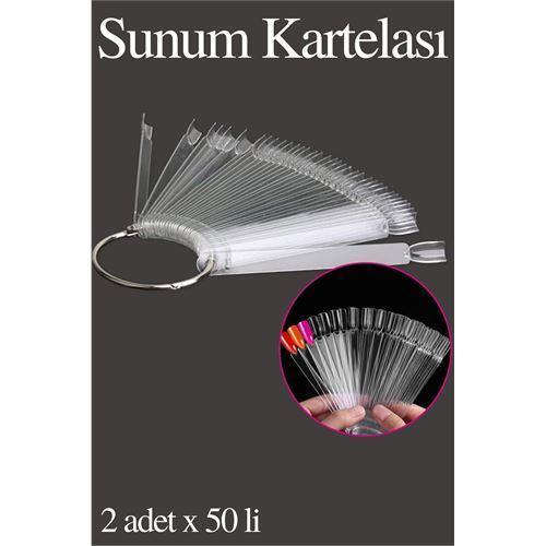  Protez Tırnak Sunum Kartelası ŞEFFAF 100 LÜ