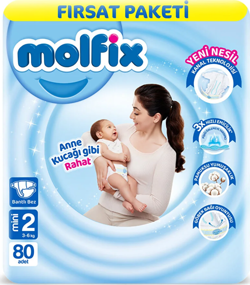 Molfix Bebek Bezi Fırsat Paketi 2 Beden 3-6 Kg 80 Adet