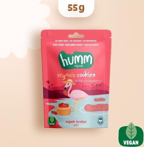 Humm Organik Vegan Çilekli Kurabiye 55 Gr