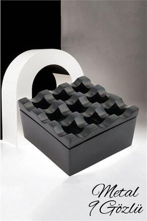 Rexite Siyah Metal 9 Gözlü Kül Tablası