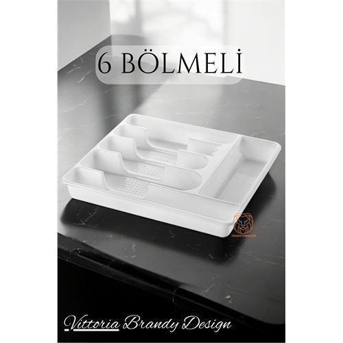  Çekmece İçi Kaşıklık Kepçelik 6 Gözlü BEYAZ