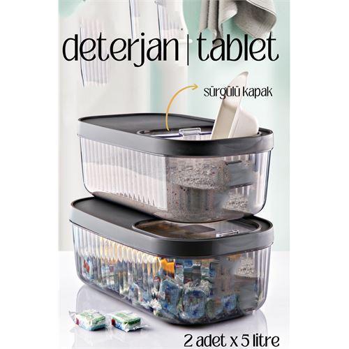  MultiBox Deterjan Tablet Kutusu Sürgülü Kapak 5 Litre 2 ADET