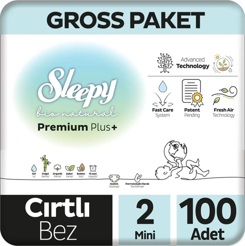 Sleepy Bio Natural Bebek Bezi Gross Paket 2 Beden 3-6 Kg 100 Adet