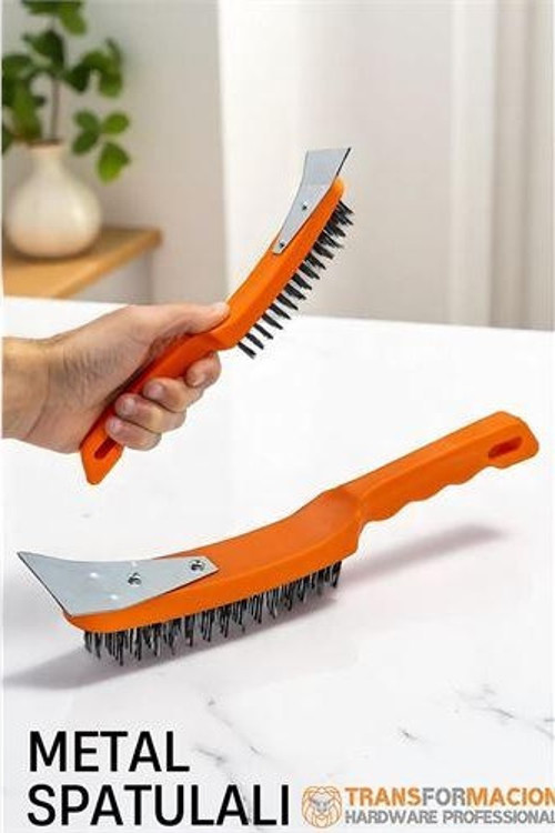 Modacar Metal Spatulalı Tel Fırça - Kazıma Fırçası