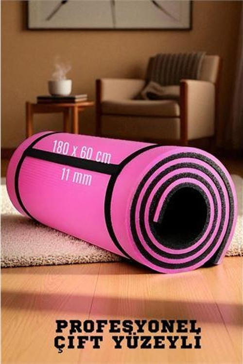 Modacar Pilates Matı- Spor Matı - Yoga Matı 11 mm Çift Taraflı Pembe